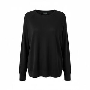 Lucky Brand Black Crewneck Relaxed Fit Pullover Split Hem Sweater Sz Large